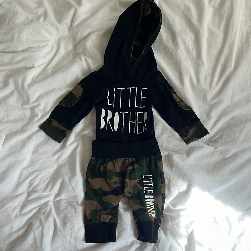Little Brother Camouflage Hoodie and Pants Set